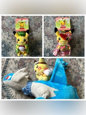 Pikachu Riding Latios Plush & Pikachu Tea Party Keychain NEW Limited 2019 Bundle